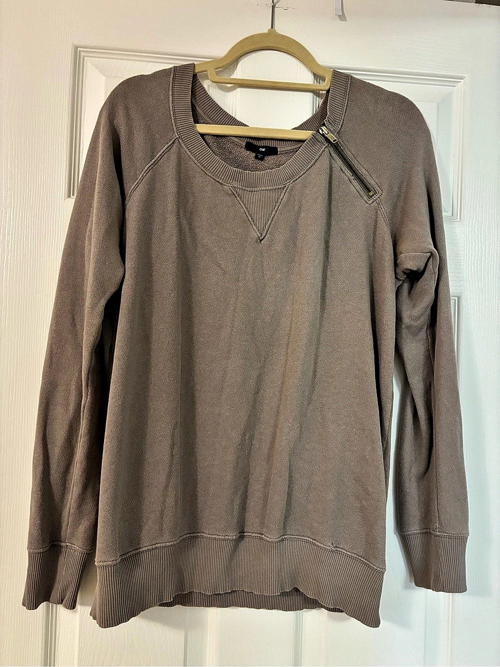 Gap Side Zip Pullover Sweatshirt Gray Medium